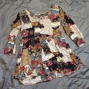 Floral Scoop Neck Babydoll Dress Top